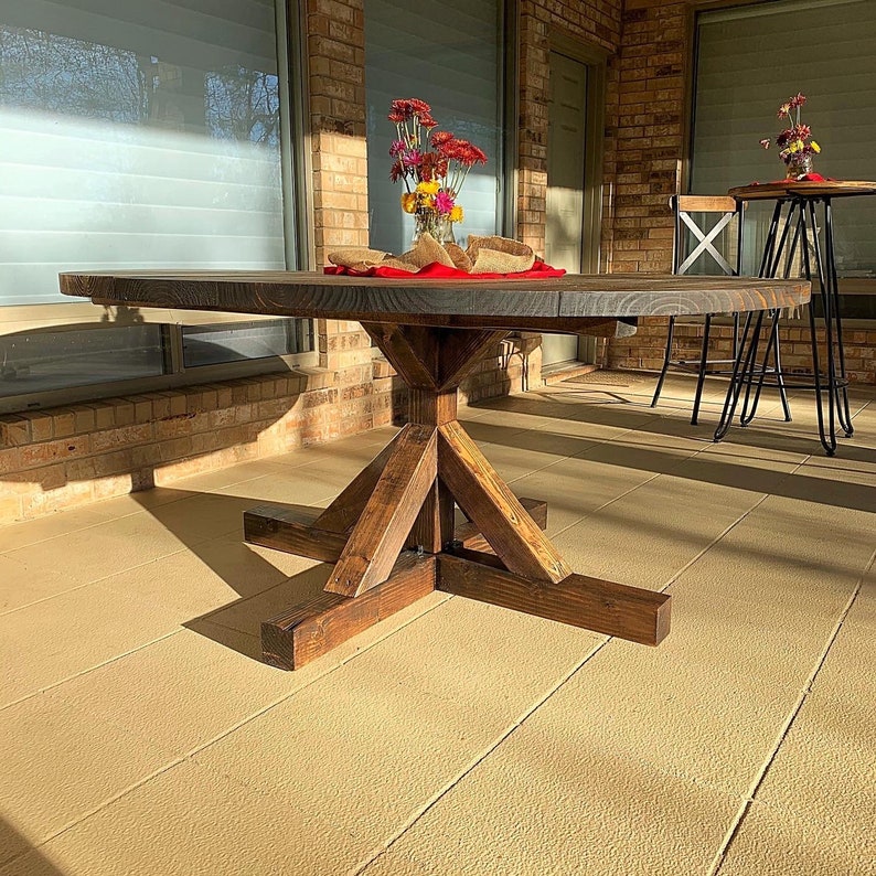 Round Table Round Trestle Table Round Dining Table Etsy