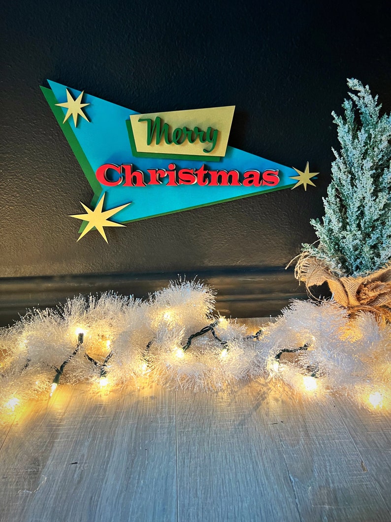 Merry Christmas Sign, Mid Century Modern Sign, Vintage Christmas Sign, MCM Wall art, Retro Christmas Decor, Vintage Christmas Decor for home image 5