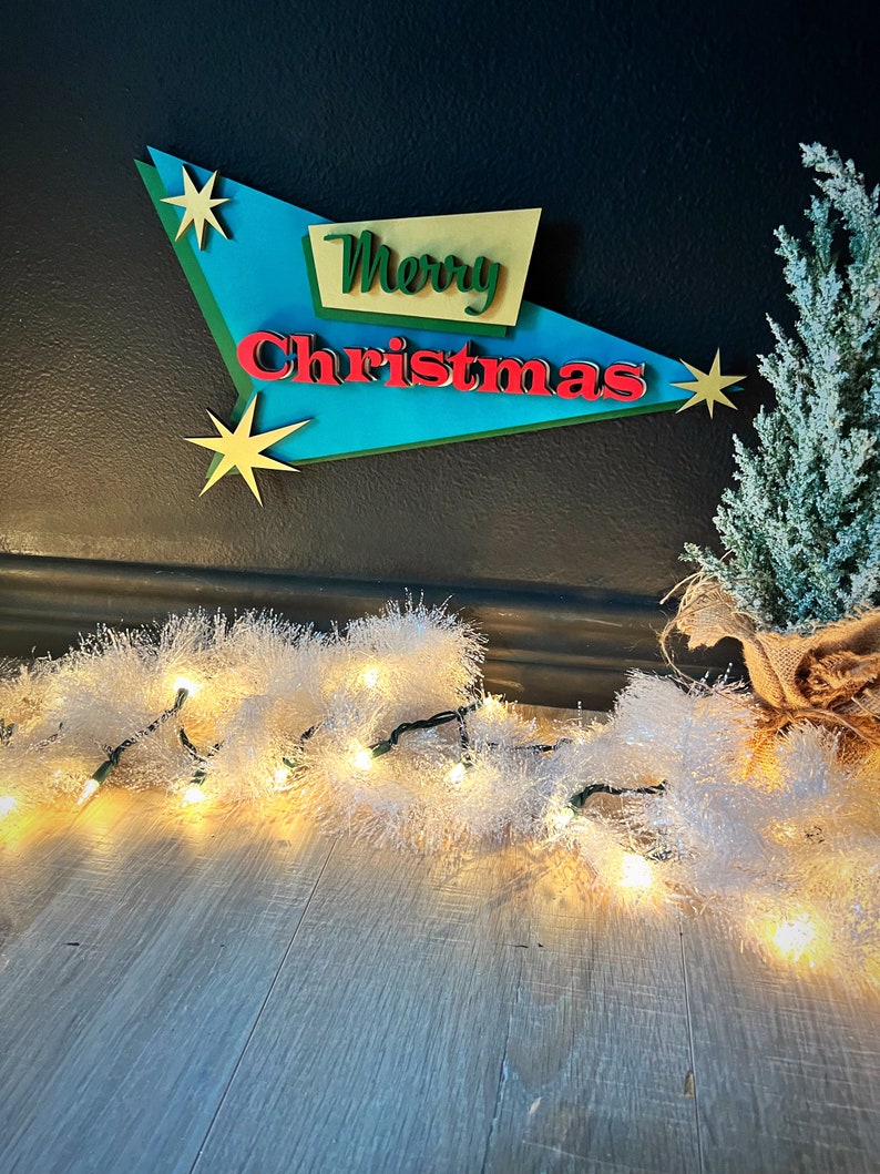 Merry Christmas Sign, Mid Century Modern Sign, Vintage Christmas Sign, MCM Wall art, Retro Christmas Decor, Vintage Christmas Decor for home image 6