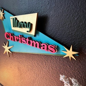 Merry Christmas Sign, Mid Century Modern Sign, Vintage Christmas Sign, MCM Wall art, Retro Christmas Decor, Vintage Christmas Decor for home image 3