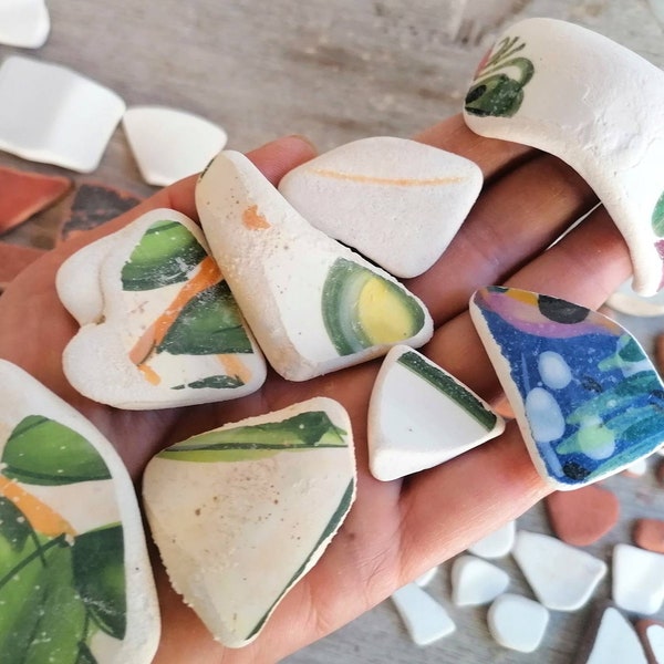 Beach finds lot, 170+ pcs, Genuine sea pottery for crafts, Sea glass, Art craft pottery