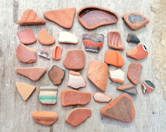 Beach pottery for crafts, 31 pcs, Greek terracotta shards, Mosaic tile shards, Earthy colors