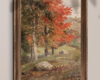 Vintage Woods in Autumn Print, Vintage Farmhouse, Digital Download, #008