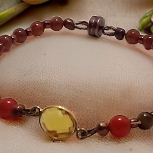 Lean on Me: Samech Hebrew Letter Bracelet; Gemstones-Carnelian, Tigers&#39; Eye, Citrine
