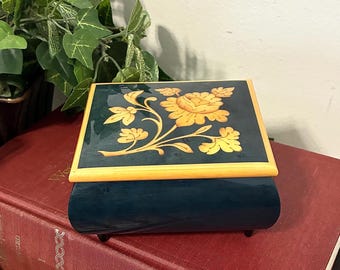 Vintage Sorrento Italy Trinket Box | Italian Floral Inlay Wood Box, Dark Academia Decor, Jewelry Keepsake Box, Italian Decor, Old World