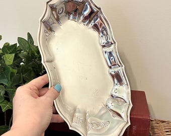 Vintage Silver Plated Trinket Tray | Ornate Baroque Vanity Tray, Rococo Silver Decor, French Country Catchall Dish, Victorian Romantic