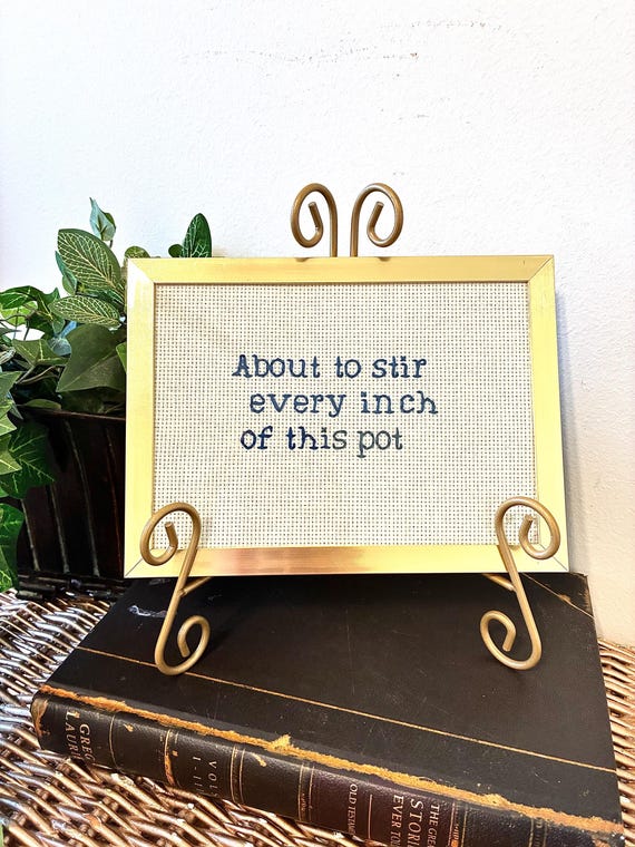 Vintage Framed Funny Needlepoint: Unhinged Wall Art | Snarky Quote