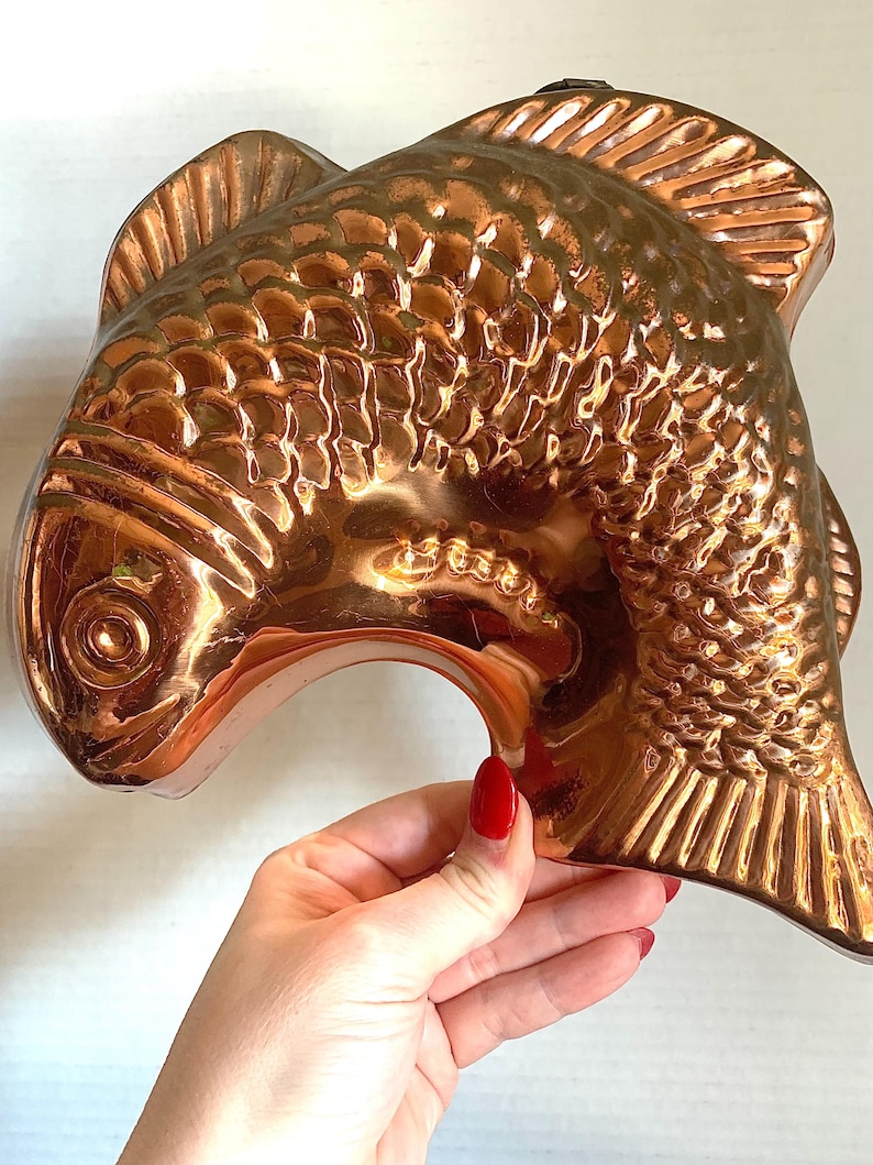 Vintage Copper Fish Mold | Copper Wall Decor French Country Kitchen ...