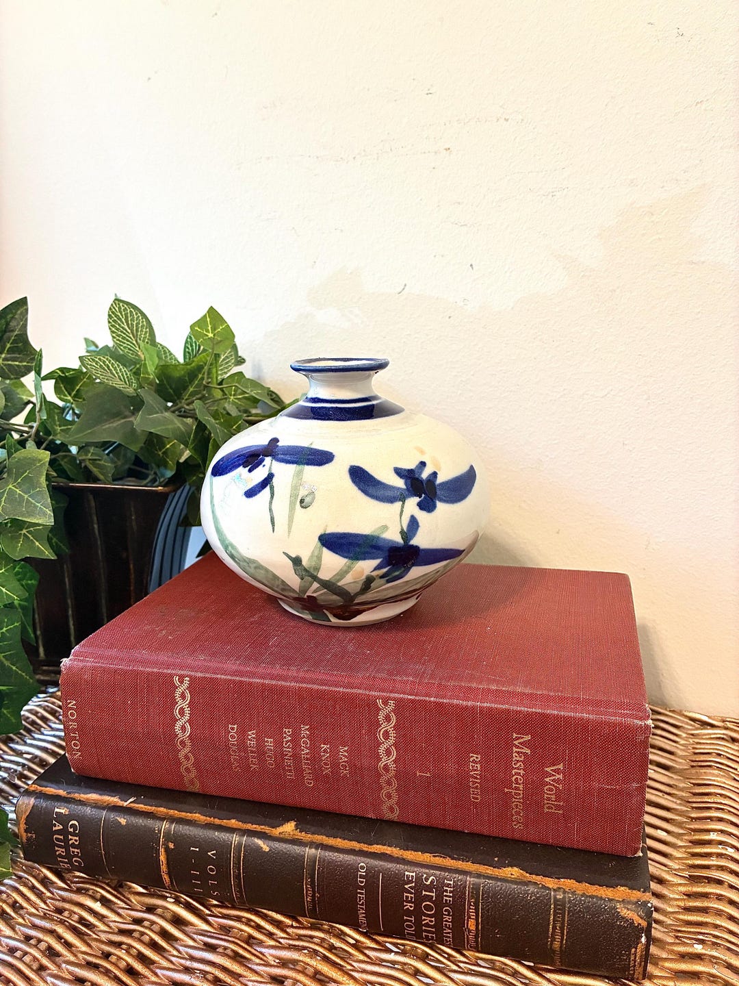 Vintage Hand Painted Studio Pottery Vase | Signed Ceramic Floral Vase ...