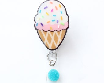 Ice Cream Badge Reel-Ice Cream-Ice Cream Retractable Badge-Retractable Badge-Badge Reel-Ice Cream Gift-Ice Cream Shop