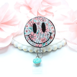 Smiley Face Badge Reel, Smile, Smiley Face Gift, Smiles, Cute Badge Reels, Gift for Nurse, ID Holder, Retractable, Coworker Gifts