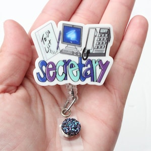 Secretary Badge Reel,Secretary, Office Staff, Receptionist Badge Reel, Receptionist, Office Worker Gift, Secretary Gift