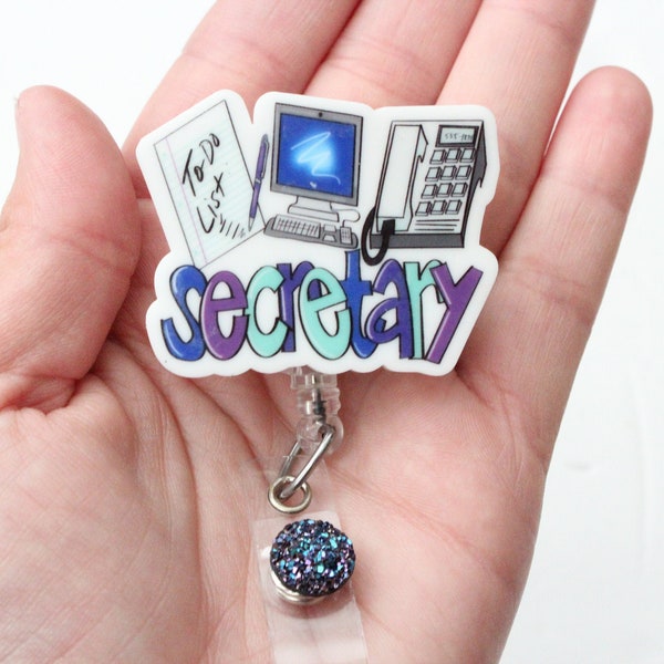 Secretary Badge Reel,Secretary, Office Staff, Receptionist Badge Reel, Receptionist, Office Worker Gift, Secretary Gift