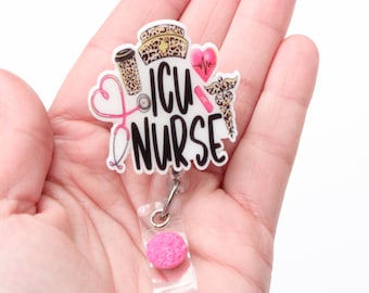 ICU Nurse Badge Reel- ICU Nurse- ICU- Intensive Care Nurse- Badge Reels- Nurse-