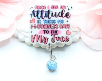 Grappige badgehaspels, badgehaspel, schattige badgehaspel, cadeau voor verpleegkundigen, intrekbare haspel, sarcastische badgehaspel, houding, fix my face