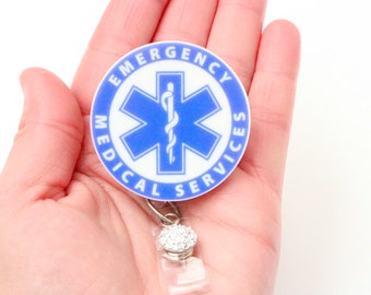 EMS Badge Reel- EMS- EMS Gift- Emergency Medical Services- Badge Reels, Ambulance Badge Reel, Hero Gift