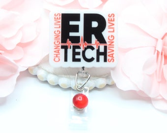 ER Tech Badge Reel, ER Tech, ER Technicus, Emergency Room Tech Gift, Nurse Gift, Badge Reel
