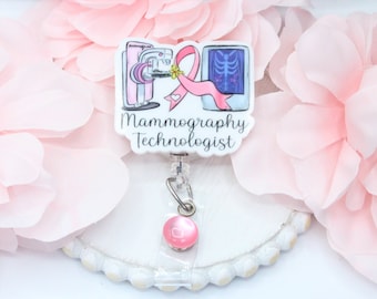 Carrete de insignia de técnico en mamografía, mamografía, técnico en mamografía, regalo de mamografía, comprobador de mama, cáncer de mama,