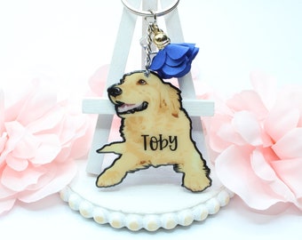 Golden Retriever Keychain, Golden Retriever Dog, Golden Retriever,Retreiver, Dog Keychain, Golden Retriever Gift, Custom Dog Keychain