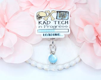 Rad Tech in Progress Badge Reel, Rad Tech Student, Radiologic Technician, Radiologic Tech Badge Reel-Retractable Badge Reel-Badge Reel