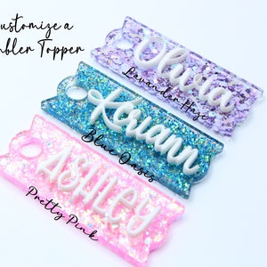 Custom Tumbler Name Tag 30/40 oz - Glitter Name Topper - Personalized Tumbler Topper - Acrylic Name Plate - Stanley Name Tag