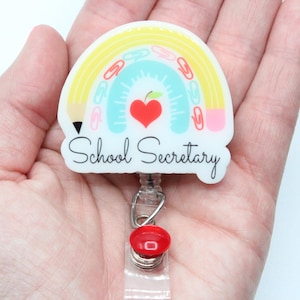 School Secretary Badge Reel,School Secretary, Office Staff, Secretary, Secretary Badge Reel,Office Worker Gift, Secretary Gift