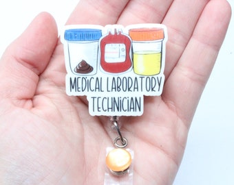 Carrete de insignia de técnico de laboratorio médico, técnico de laboratorio médico, técnico de laboratorio, carrete de insignia de tecnología de laboratorio, carretes de insignia, insignia retráctil, titular de identificación