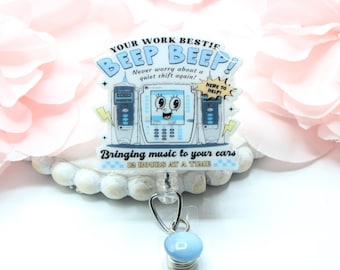 ICU Nurse Badge Reel,ICU Nurse, IV Pump, Beeping Pump, Healthcare, Cute Gift , Retractable Badge Reel, Nurse Gift, Nurse, Co worker Gift