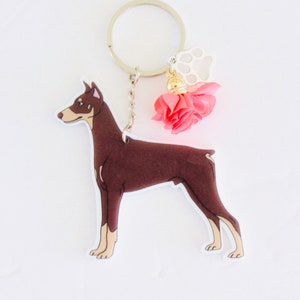 Doberman Puppy Keychain - Soft Stuffed Plush Dog Toy (4.5 Inches)