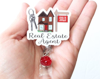Real Estate Agent Badge Reel, Real Estate Agent, Real Estate Agent Gift, Realtor. Badge Reel, Realtor Gift,Retractable Badge