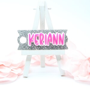Custom Tumbler Name Tag 30/40 oz - Glitter Name Topper - Personalized Tumbler Topper - Acrylic Name Plate - Stanley Name Tag