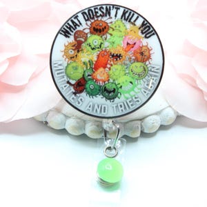 Superbug, maladie infectieuse, carte d'identité d'infirmière, virus, bactérie, soins de santé, cadeau mignon, enrouleur de badge rétractable, cadeau d'infirmière, infirmière, cadeau de collègue