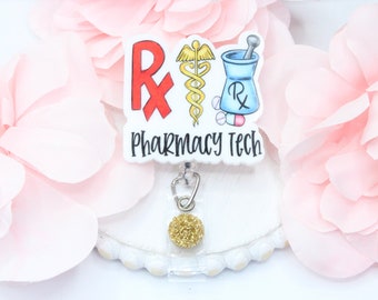 Pharmacy Tech Badge Reel- Pharmacy Technician- Badge Reels- Pharmacy Tech- Pharmacy Tech Gift- Pharmacy Tech ID Holder