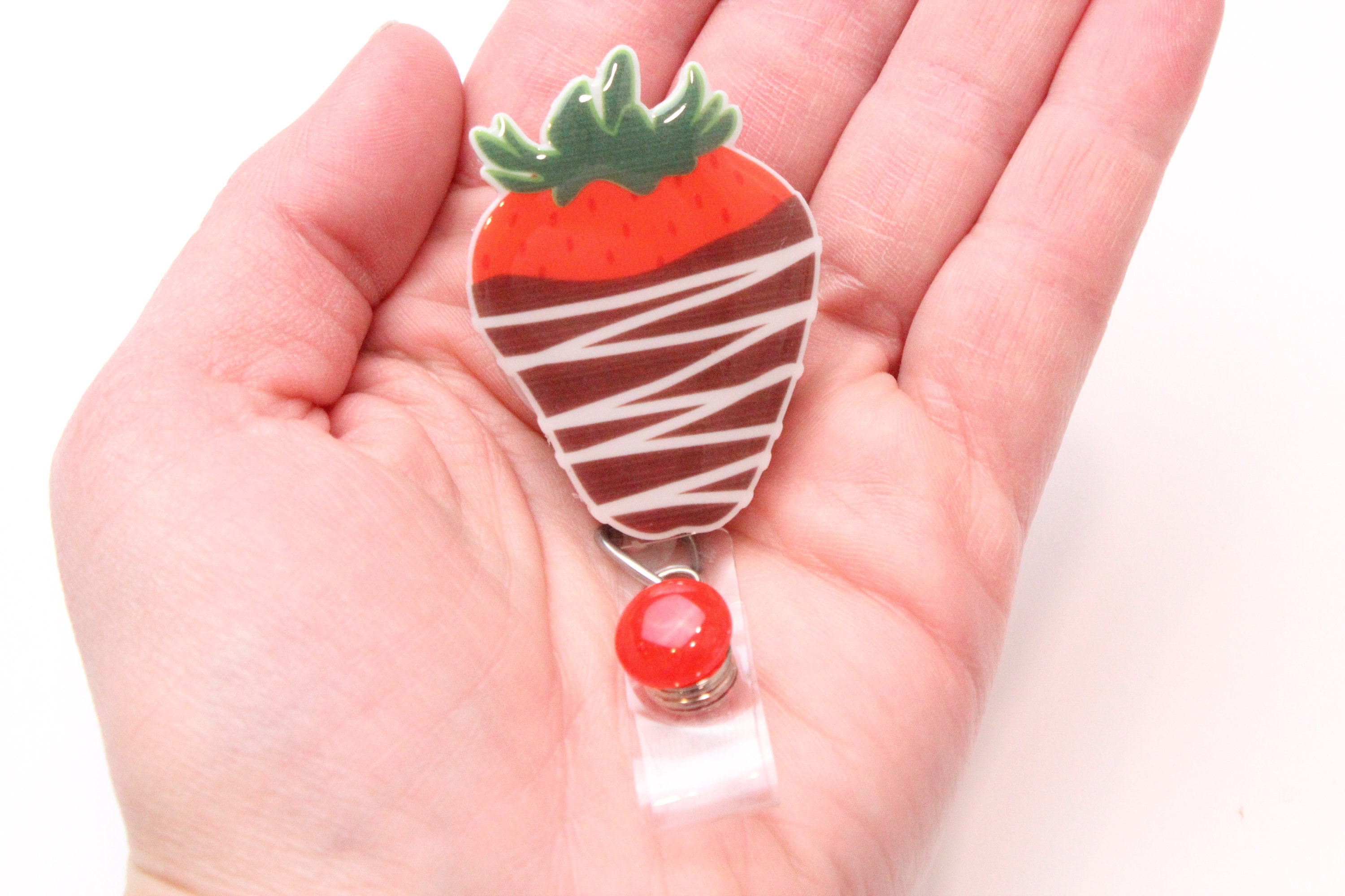 Strawberry, Chocolate Covered Strawberry, Strawberry Badge Reel, Valentines  Day Badge Reel, Valentine Badge Reel, Medical Badge Reel 