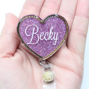 Heart Badge Reel, Heart, Custom Badge Reel,,Badge Reels, Nurse, Customized Badge Reel, Radiologist Gift,Nurse Gift,Retractable Badge