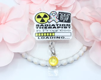 Carrete de insignias de radioterapeuta en curso, radioterapeuta, radioterapia, regalo de radioterapeuta, insignia retráctil
