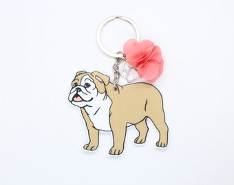 English Bulldog Keychain, English Bulldog, Bulldog Keychain, Keychain, English Bulldog Gift,Bulldog Keychain Gift