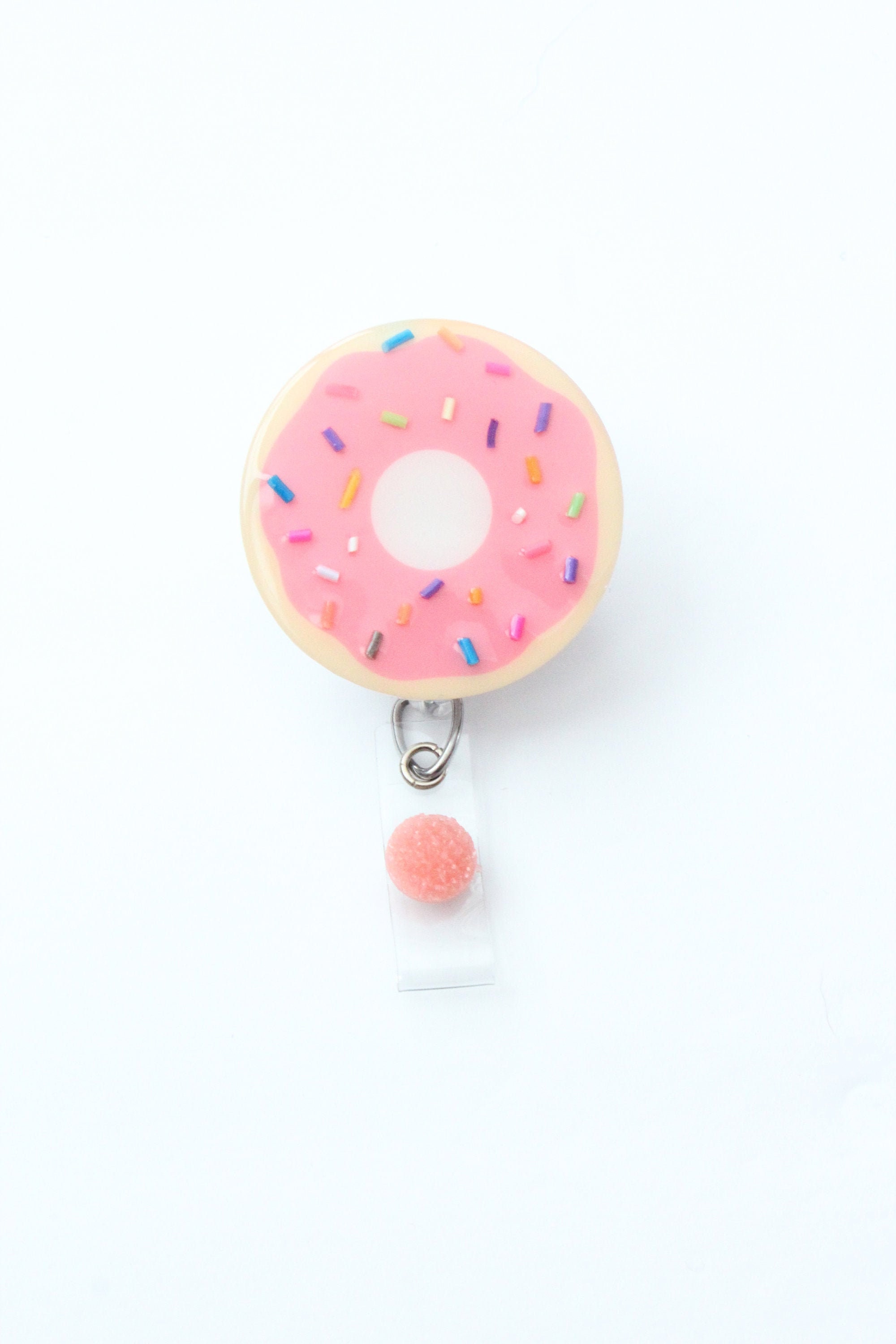 Pink Donut Retractable Badge Reel, RN ID Holder, Glitter Nurse Key Card,  Sweet Tooth Treat, Medical Gift, Dessert Accessories, Sprinkles 
