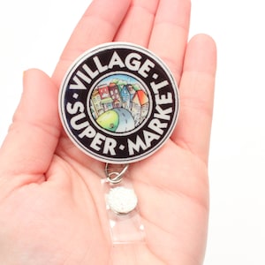 Village Super Market Badge Reel, Badge Reel, Supermarket, Retractable Badge, Staff Badge