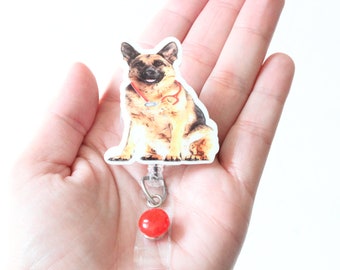 German Shepherd Badge Reel, German Shepherd, Dog Badge Reel,Nurse Badge Reel, Shepherd Badge Reel, Retractable Badge, Medical Badge Reels