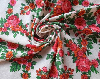 Châle ukrainien à fleurs en laine - châle de mariée vintage - grand bandana carré vintage - foulard bandana - châle bohème