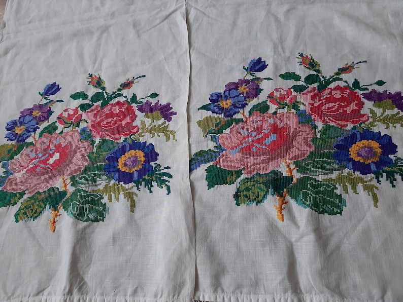 Vintage Ukrainian Embroidery Ukrainian hand embroidery cotton table runner embroidered towel Rustic Traditional folk ethnic rushnyk
