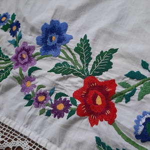 Flowers on vintage ukrainian embroidery - Native European folk art - Needlepoint Cross Stitch - floral embroidery