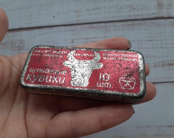 60er Jahre Vintage Sammler Blechdose - Kleine Vorratsdose - Rustikales Küchen Dekor - Made in UdSSR