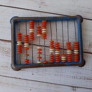 Small metal vintage abacus - School abacus 1960s - Farmhouse classroom decor - Kids abacus - Vintage loft decor - Office decor - Wall decor