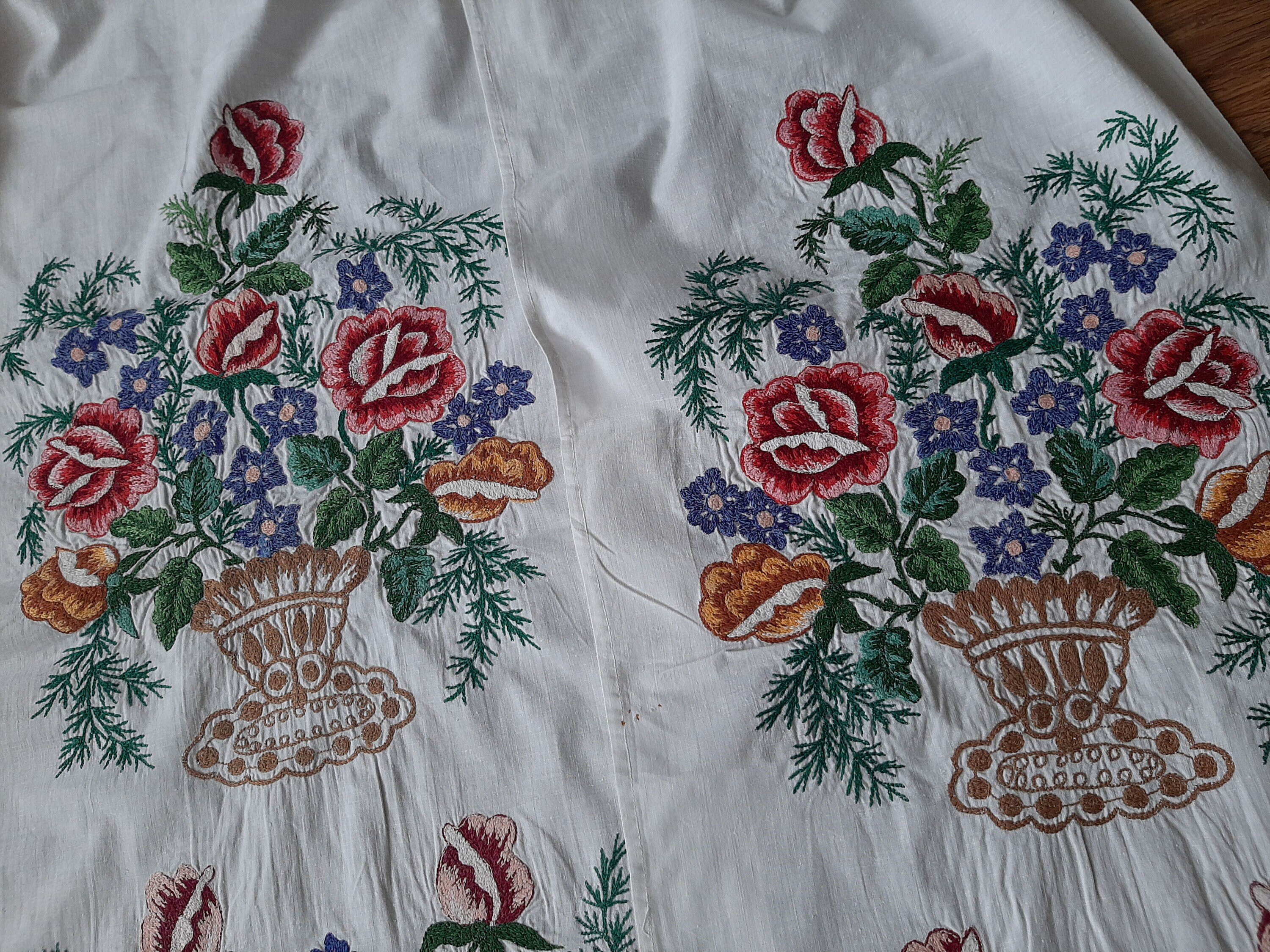 Embroidered flowers on Ukrainian hand embroidery cotton table Etsy