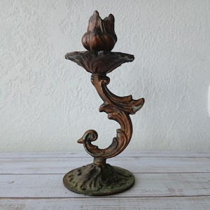 Antique Ukrainian metal candlestick - Cast candlestick - Rare candle holder - Rustic decor