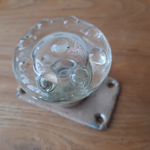 Vintage dörrknopp i klarglas – sovjetiskt skåphandtag, 1970-talet