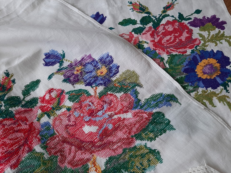 Vintage Ukrainian Embroidery Ukrainian hand embroidery cotton table runner embroidered towel Rustic Traditional folk ethnic rushnyk