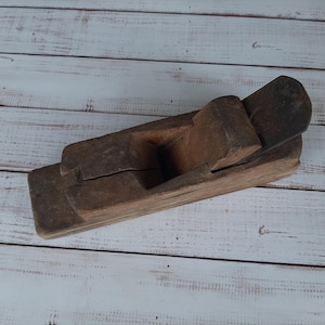Wooden antique Ukrainian 1920-30s hand plane - Primitive hand tool - Vintage plane - Metal wood hand plane tool - carpentry tool